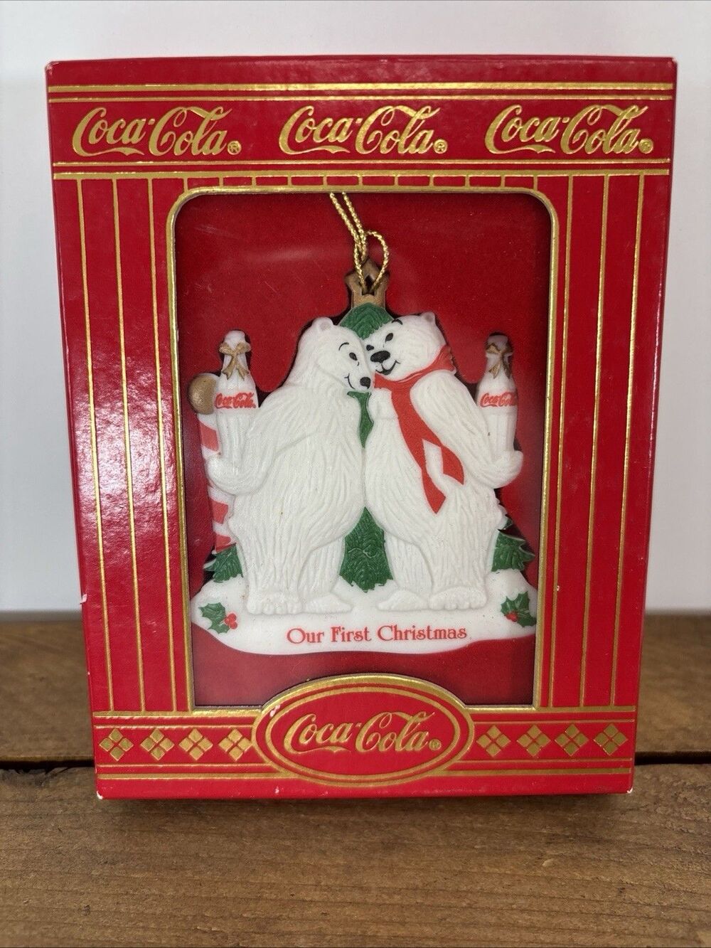 VTG 1996 Cavanagh Coca Cola Polar Bears Our First Christmas Ornament NIB